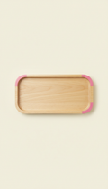 Wooden Accent Tray With Playful Pink Edge